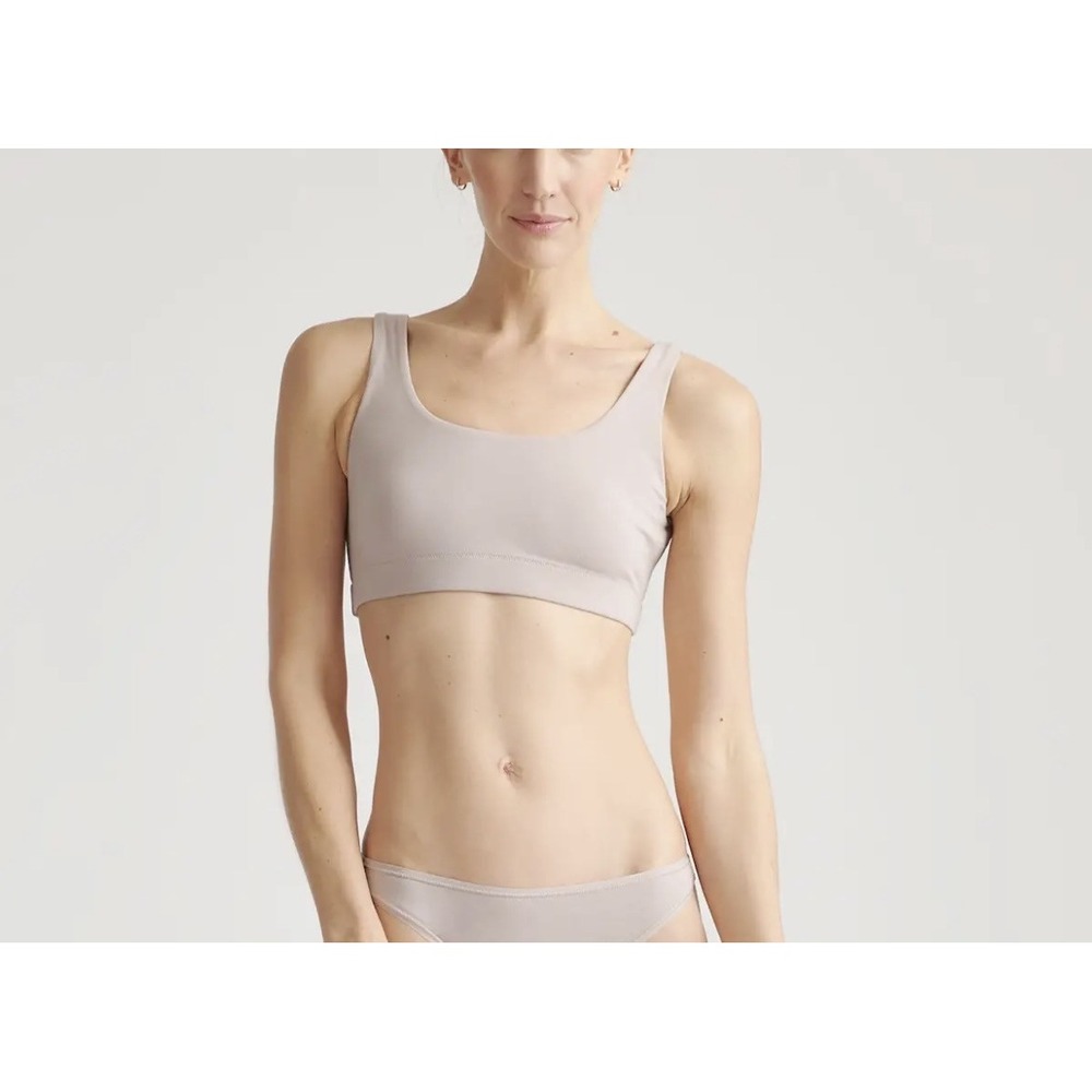 Quince Organic Cotton Tank Bralette Size XL Mink Beige Wireless 2 Pack **READ**